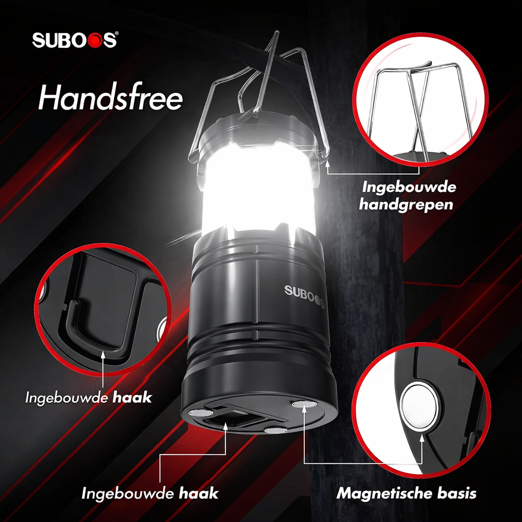 SUBOOS Zeltbeleuchtung Campinglaterne – Stromausfall – Hellere LED-Batterielaterne mit Magnetfuß, faltbarem Haken, tragbare Campinglampe für Notfälle im Innen- und Außenbereich