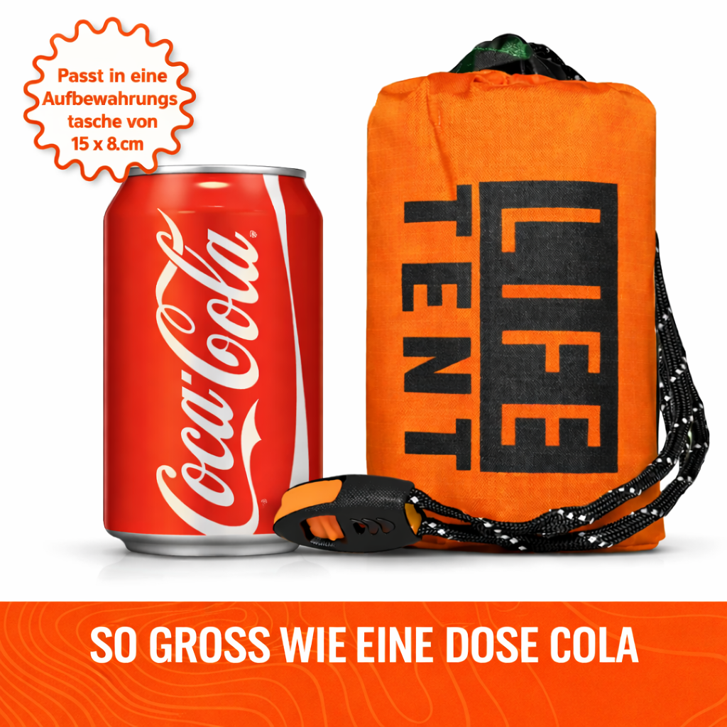Das Survival Life Zelt (orange Verpackung)