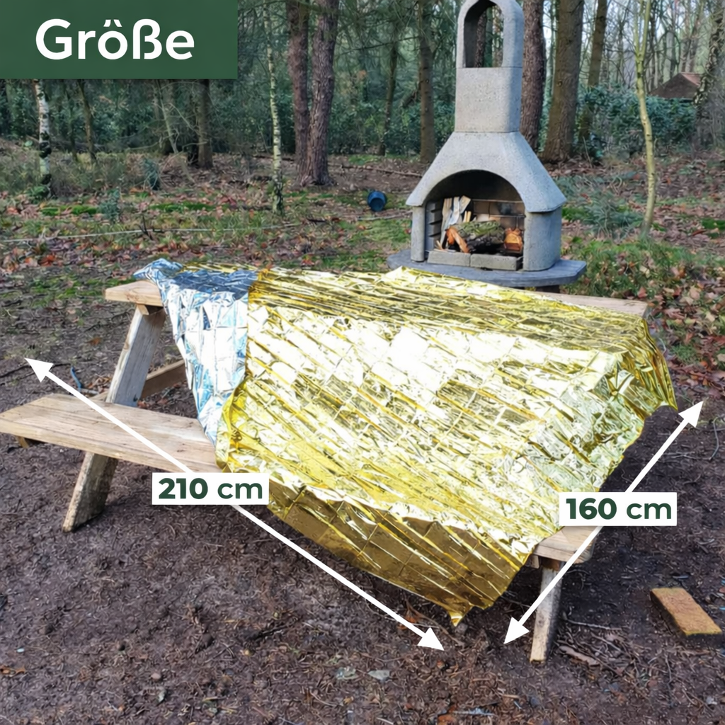 Rettungsdecke / Thermodecke – Isolierdecke für Notfallausrüstung, Erste Hilfe und Outdoor-Aktivitäten