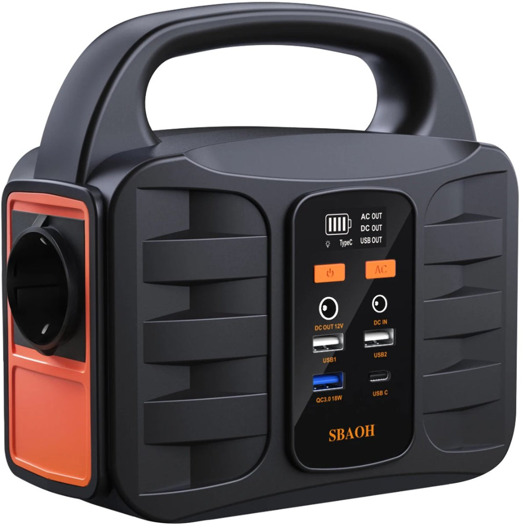 Tragbare Powerstation 99 Wh (100 W) – Powerbank mit 230-V-Steckdose, solarbetrieben und wiederaufladbar, ideal für Camping und Notstromversorgung