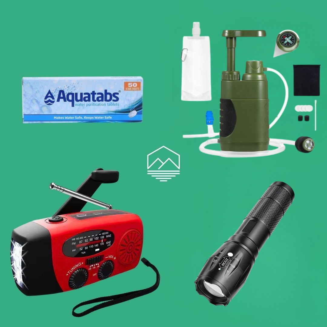 Notfallset bei Stromausfall (3-4 Personen) | Für Stromausfälle gerüstet mit Notradio und Wasseraufbereitung