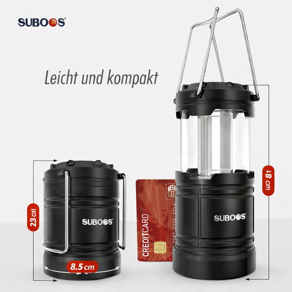SUBOOS Zeltbeleuchtung Campinglaterne – Stromausfall – Hellere LED-Batterielaterne mit Magnetfuß, faltbarem Haken, tragbare Campinglampe für Notfälle im Innen- und Außenbereich