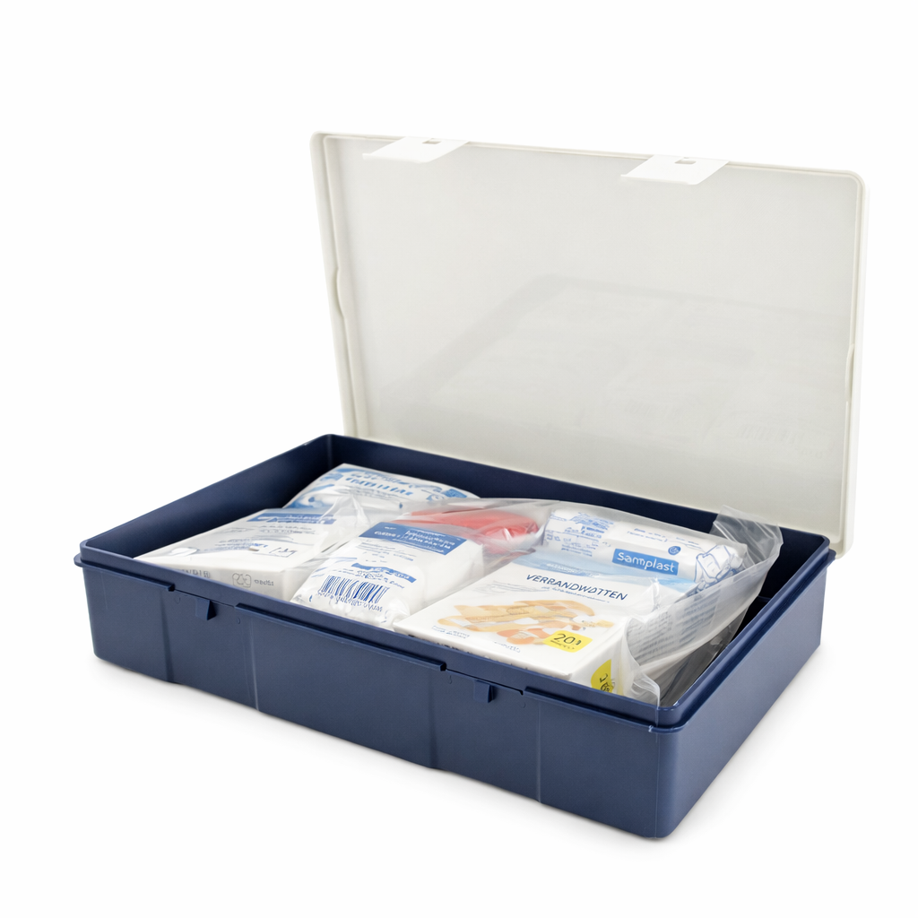 Sanaplast Erste-Hilfe-Set Plus – 48-teiliges Erste-Hilfe-Set für Zuhause, Auto und Notfallausrüstung 