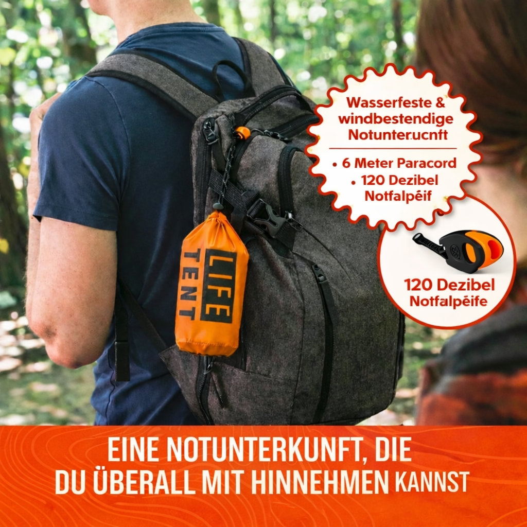 Das Survival Life Zelt (orange Verpackung)