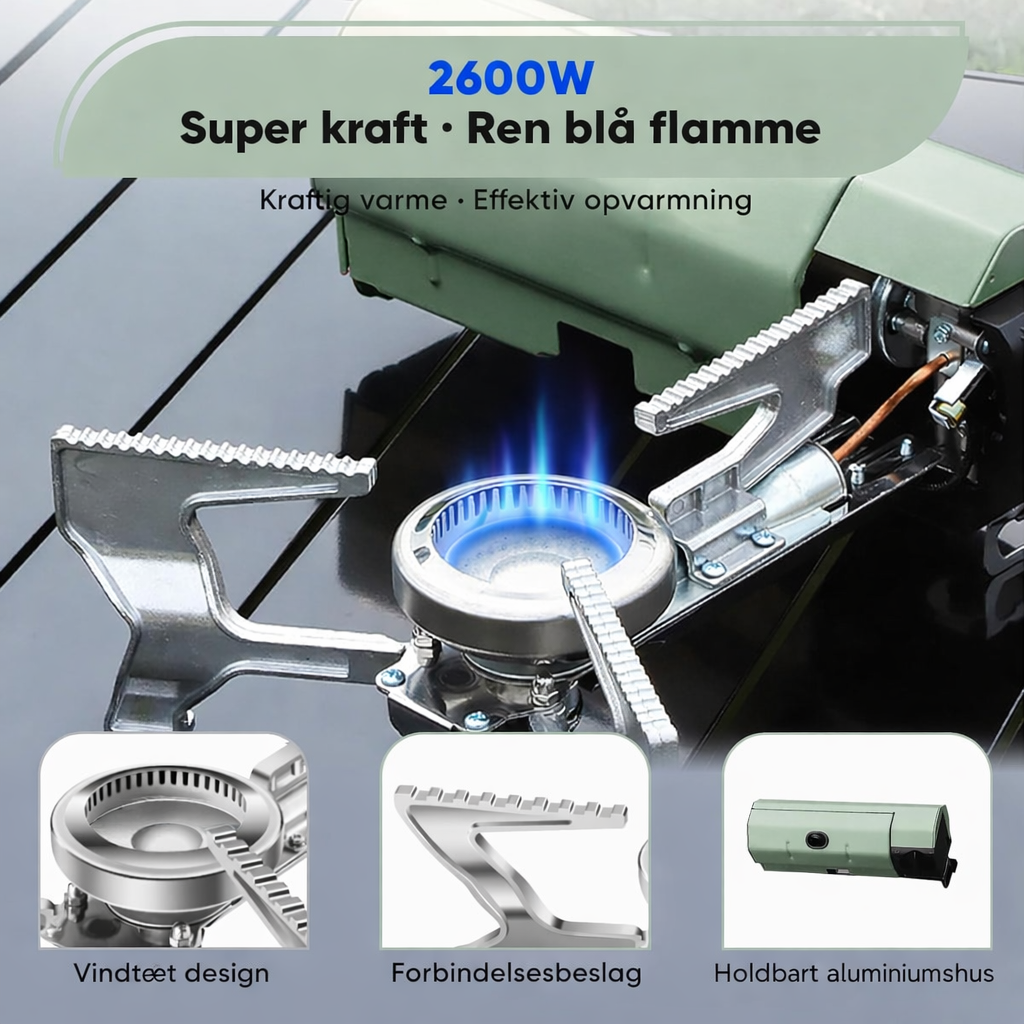 SurvivalPro Faltbarer Campingheizer – Tragbarer Gaskocher 2600W