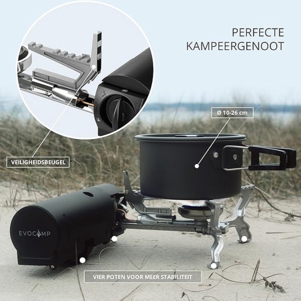 SurvivalPro Faltbarer Campingheizer – Tragbarer Gaskocher 2600W