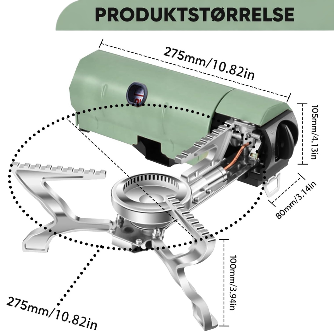 SurvivalPro Faltbarer Campingheizer – Tragbarer Gaskocher 2600W