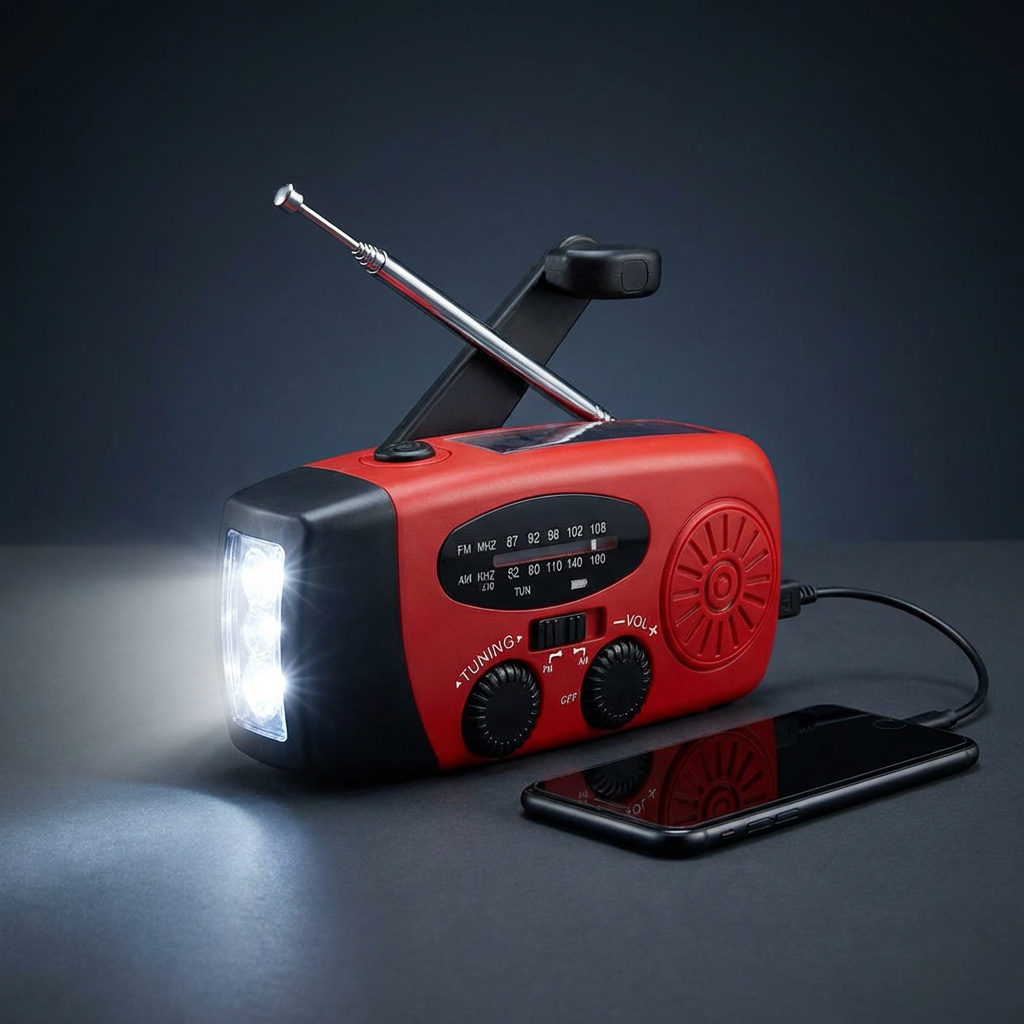 Notfallradio™ mit Taschenlampe und Powerbank – Modell 2026