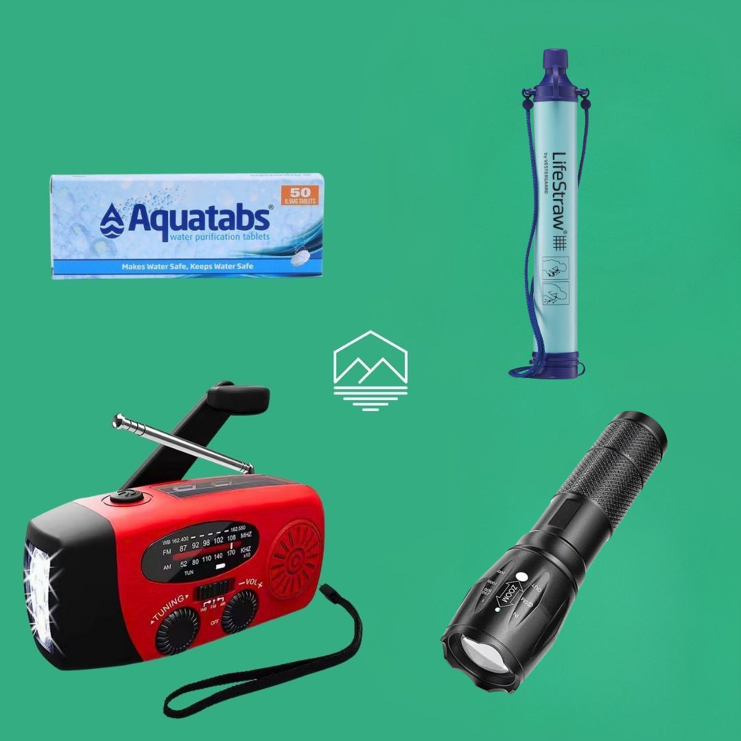 Notfallset bei Stromausfall (1–2 Personen) | Für Stromausfälle gerüstet mit Notradio und Wasseraufbereitung