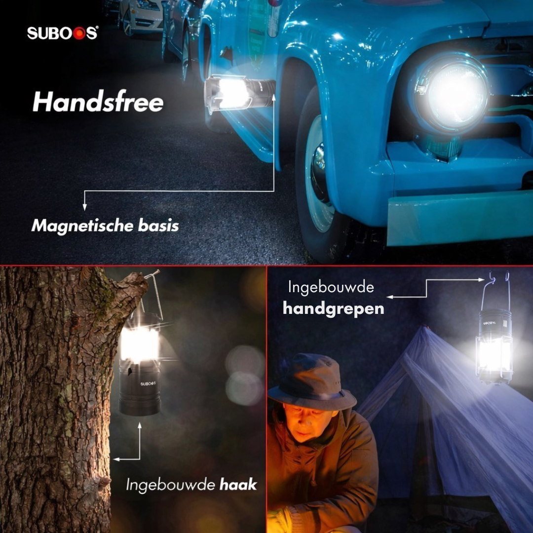 SUBOOS Zeltbeleuchtung Campinglaterne – Stromausfall – Hellere LED-Batterielaterne mit Magnetfuß, faltbarem Haken, tragbare Campinglampe für Notfälle im Innen- und Außenbereich